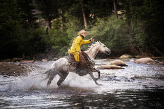 A captivating limited edition fine art photography print that plunges you into a moment of pure, untamed western adventure. 