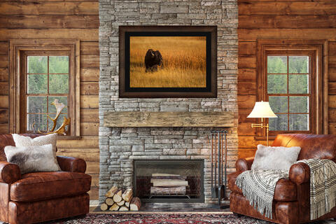 Framed Fine Art limited edition Fall Bull Bison Print