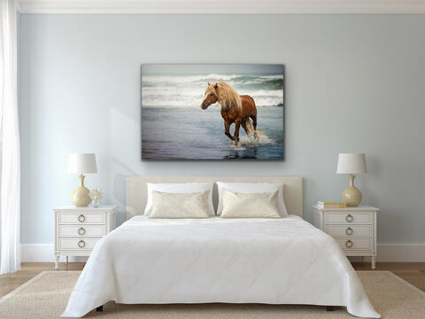 Haflinger Horse at the Beach print in bedroom