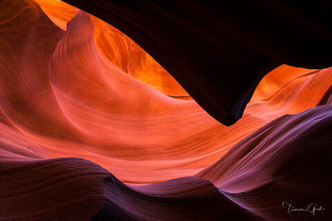 The shapes and colors of the Arizona slot canyons captured in a stunning limited edition fine art print.