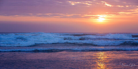 Ocean waves at Sunset" is a stunning fine art print shown below as a Lumachrome Trulife Acrylic Print at a size of 36 x 72.