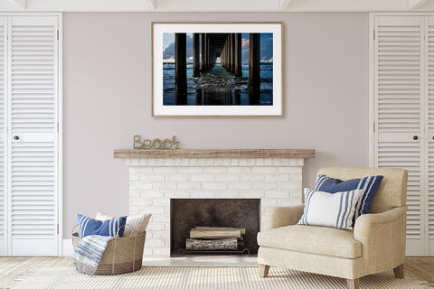 La Jolla, Pier, California, water, ocean, sea, waves, storm clouds, horizon, Scripps, fireplace, coastal, coast, home, decor...