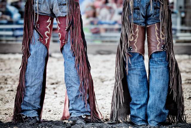 Rodeo Chaps — Cowboys in Fringed Leather Chaps, American West print