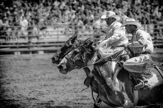 End of the Ride — Bronc Rider and Pickup Man, American West print