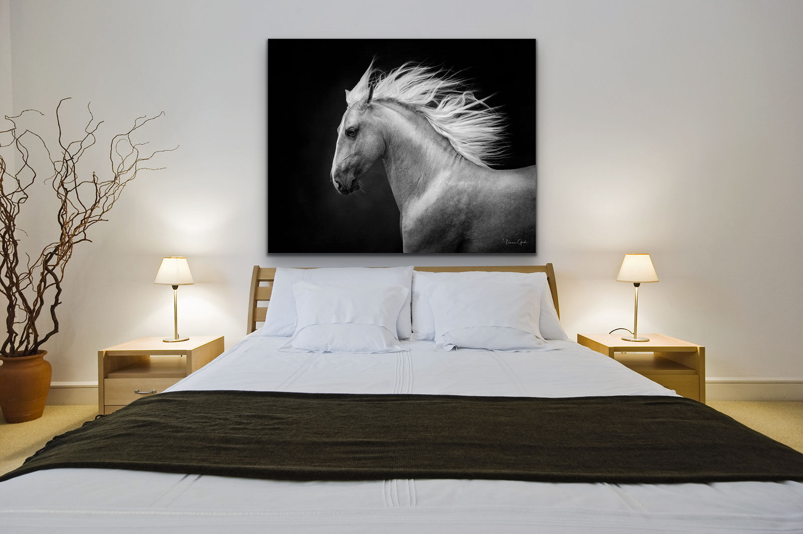 Black and White horse print on metal