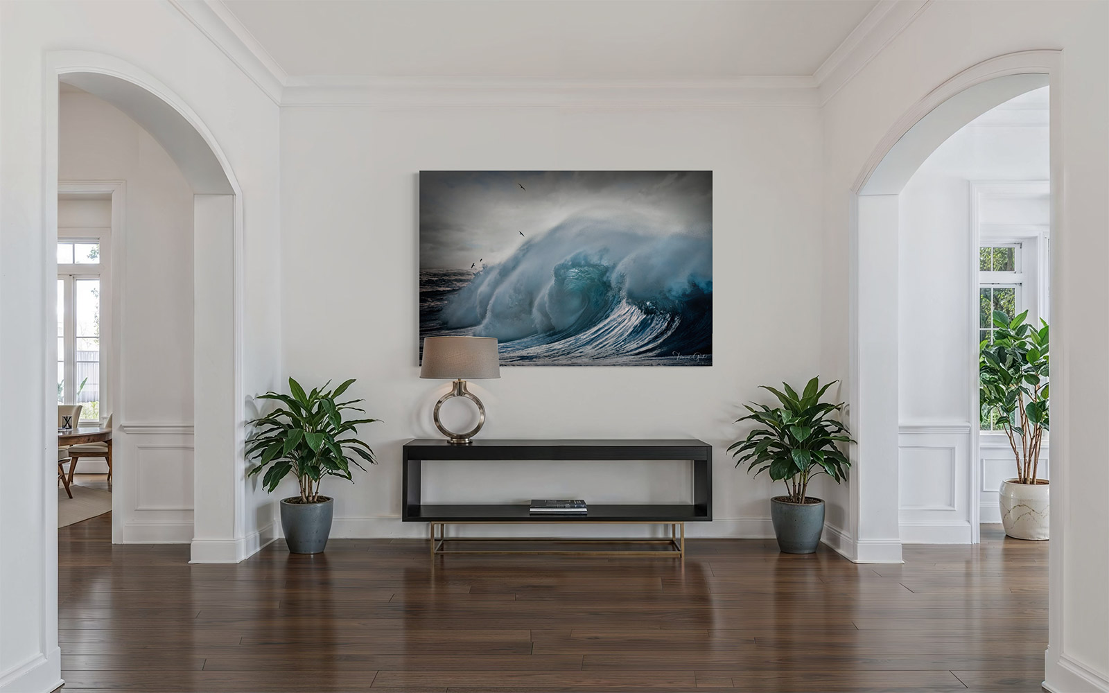 Large format ocean wall art print for a luxury coastal living room by Tamara Gooch.