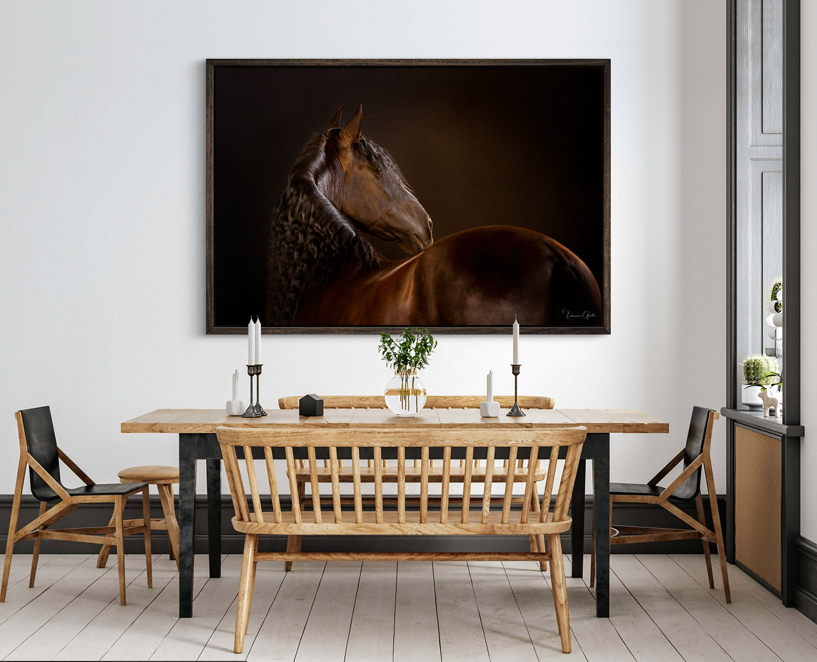 A fine art horse photography print of an Andalusian horse