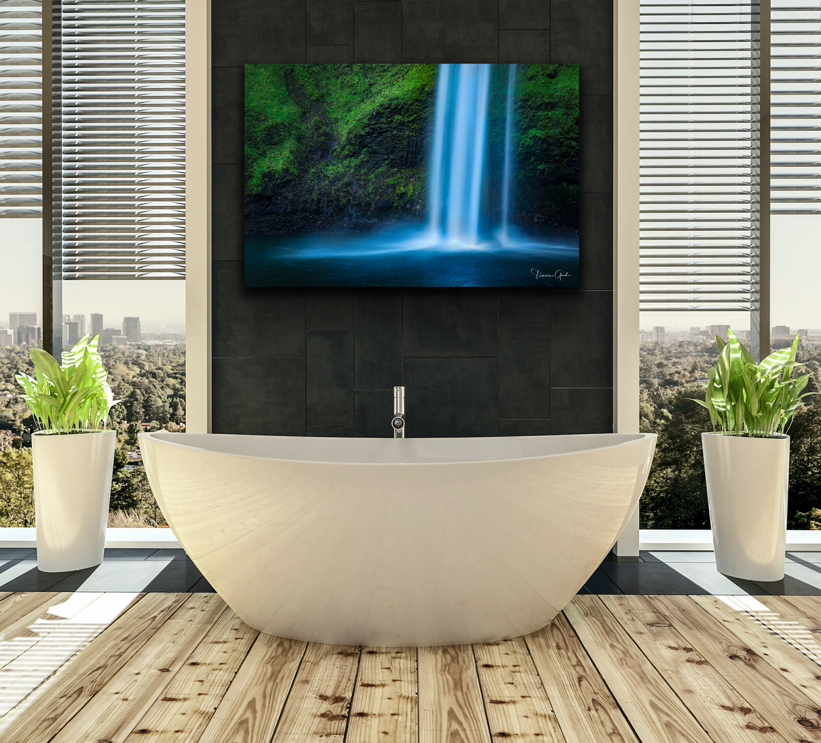 Waterfall Nature Print on Metal, canvas, acrylic